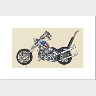 Chopper Motorcycle 1950 cartoon illustration Posters and Art